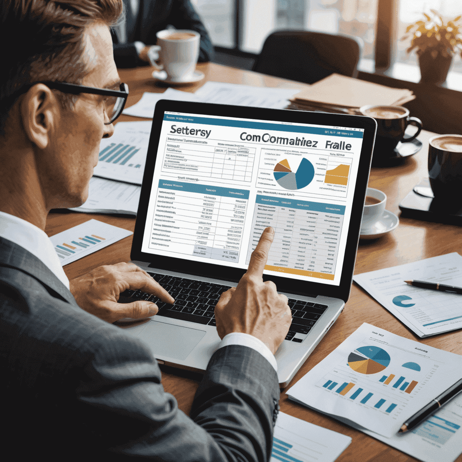 An expert examining various business assets, financial statements, and market comparables to determine a company's value.